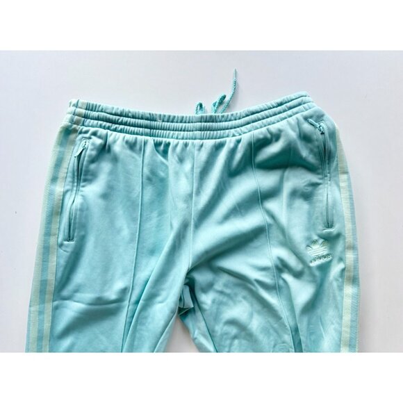 ADIDAS Y2K Turquoise Nylon Side Stripe Bootcut Track Pants, Size L - Picture 7 of 13